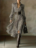 Round Collar Elegant Open-Fork Solid Dress Dress Woman In