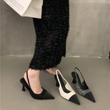 Zingj New Summer Pointed Small Fragrant Wind Pointed High Heels French High Heel Baotou Empty Sandals Woman-Outfit