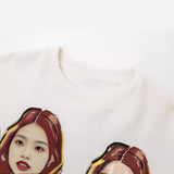 New Girls' Printed Loose-Fitting Hoodie