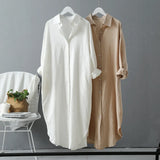 White Shirt Women Wear 2025 Spring And Autumn New Loose Leisure Tops In The Long