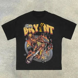 Men's T-Shirt 2024 Basketball Shirt Sports Style Short-Sleeved Cotton Print Loose T-Shirt Street Hip-Hop Blouse Short
