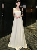 Women Summer Midi White Long Dress Spaghetti Strap Sexy A Line Elegant Evening Prom Wedding Party Clothes