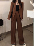 Women Elegant Office Lady Two Piece Set Blazer Set Suit Jacket Casual Straight New Casual Solid Pants