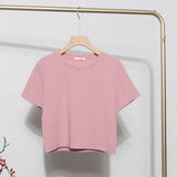 Solid Short-Sleeved T-Shirt Burst Small Short Sweet Spicy Slim Slim Thin Collar Top
