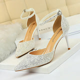 Zingj Thin With High With Shallow Mouth Pointed Hollow Sequins Sexy Nightclub Show Thin A