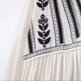 Spring Embroidered V-Neck Short-Sleeved Dress