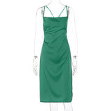 Zingj Summer Explosive New Satin Slim Sexy Sling Backless Dress Women's