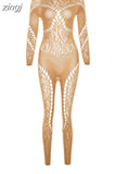 Sexy Mesh Jumpsuit Women Full Sleeve Skinny Fitness Body-Shaping One Piece Playsuits Lady Midnight Clubwear