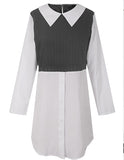 Zingj Hot Style Fall New Long Sleeve V Neck Button Splicing Shirt