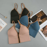Tube Top Front Zipper Crop Tops Bra Women Camis Sexy Triangle Cup Navel Backless Underwear