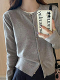 Zingj Autumn And Winter New Gray Knitted Cardigan With High-End Sweater Coat Thin Long-Sleeved Women's