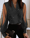 Zingj Hot Style Autumn And Winter New Fashion V Neck Lace Long Sleeve Shirt Shirt Women's