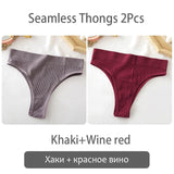 Women's thong High Waisted Seamless Women's Panties Comfortable Briefs 6 Solid Colors S-XL Sexy Underpants For