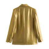 Early Spring, The New Gold Straight-Cut Suit Jacket 8753599 Vertical Trousers