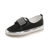 Size Velcro Love Shoes Spring And Autumn New Flat-Soled Casual Shoes Water Drill Muffin Thick Soles Single
