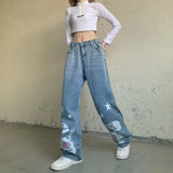 Button Loose Straight Fit Mop JeansOutfit
