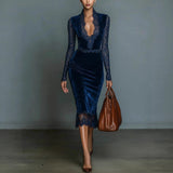 Women's Round Neck Long Sleeves Pure Dress Dress Tight Waist