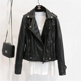 Zingj New Korean Version Of Students Small Coat PU Leather Coat Female Short Spring And Autumn Model Slim Lapel Locomotive Leather Jacket