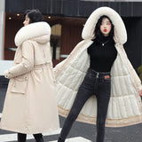 Send To Overcome Cotton-Padded Clothes And Velvet Winter New Down Cotton Clothes Female Long Korean Version Of The Waist Large Size Cotton-Padded Jacket Coat Thick-Outfit