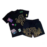 Hip Hop Men's And Women's Alphabet Printed Loose Short-Sleeved Blouse Men's Summer Trend Card Leisure