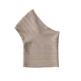 Spring Rib Knitted Asymmetrical Blouse