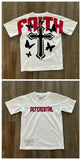 T-Shirt Y2K Hip-Hop Letter Retro Cross Graphic Print Oversized T-Shirt Men's Round Neck Cotton Short-Sleeved
