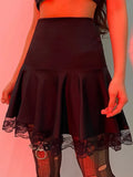 Mall Gothic High Wasit Skirt Women Y2k E-girl Lace Patchwork Vintage A-line Skirt Aesthetic Punk Sexy Emo Alt