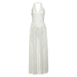 Spring And Summer New Women's Dress French Sister Bo Dot Hanging Neck Dress Women's High Sense V To Receive The Waist Big