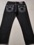 High Street Tide Brand Jeans White Thick Line Giant Buddha Religion Straight