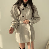 Zingj Chic Autumn And Winter Leisure Fashion Tie With Waist Small Wool Coat Women's Senior Sense Woolen