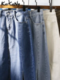 Slit Long Denim Skirts For Women Jeans White Summer 2022 Maxi Skirt Pencil Khaki Denim Skirt High Waist Office For