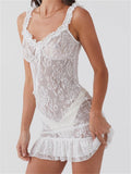 Sexy Women V-neck Dress Sleeveless Backless Lace Floral Slim Fit Summer Mini Dress for Club Party Female Vestido