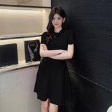 Zingj Shot Summer Bottom A-Shaped Dress 2024 Short-Sleeved New Women's Ice Silk Knitted Dress French Retro