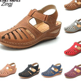 Women's Sandals Summer Ladies Girls Comfortable Ankle Hollow Round Toe Sandals Female Soft Beach Sole Shoes Plus Size 2023