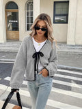 And Winter Sweater Women's New Knitted Shirt Loose Long-Sleeved Bow Tied With Cardigan Coat Top