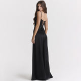Satin Back Tie-Up Maxi Dress-Outfit