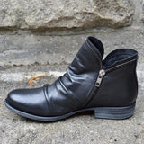 Autumn And Winter New Round Head And Double Zipper Short Boots Woman Martin Boots Woman Large Size