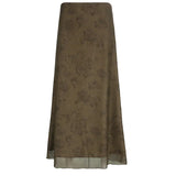 Zingj Retro Floral Print Brown Gauze Dress Women's 2024 Autumn New Thin A-Line