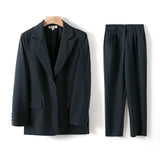Women Blazer And Guard Pants Sets Two Pieces OL Single Breasted Jacket Formal Suit Pleated Trousers Spring Autumn