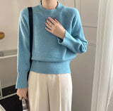 Zingj Collar Soft Waxy Sweater Female Autumn Winter Soft Waxy Lazy Wind Outside Wear Set Head Sweater Inside Build Design Sense Niche