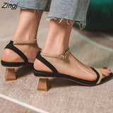 New Fashion Women's Shoes Casual Buckle Strap Shoes Women's Sandals Thick Heel Ankle Strap Narrow Strap Summer