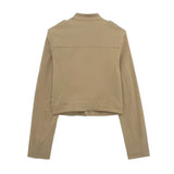 Spring Style Vertical Collar Short Style Jacket 4661717 Wide Pleated Skirt