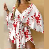 Zingj 2023Wish New Sexy V-Neck Irregular Bat Sleeve Lace-Up