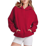 Hot Sales Loose Leisure Sleeve Hooded Solid Color Plus Velvet Lady's