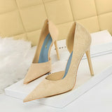 Zingj Fashion Sexy Thin, High, Shallow Pointed Cloth Side Hollow Women's Single