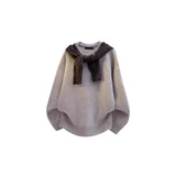 And Winter Wearing Black Ash Splicing Colliding College Style Cardigan Sweater Over The Couple Niche Oversize Knitwear