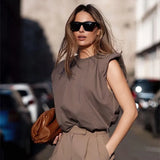 Sleeveless Top Female O Neck White Women Blouse Shirt Ladies Loose solid Chic Casual Blouses Black Cotton