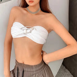 Zingj Women's Ins Fashion Trends Y2K Metal Decoration Hot Girl Show Navel Beauty Back Sexy Wipe- Outfit