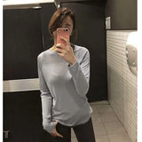 Sale 2023 New Spring Summer Basic Tops Long Sleeve Loose Thin Sexy Blue T-shirt Women Fashion Solid Color Cotton Tee