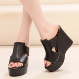 Hollow Waterproof Table Thick Bottom One-Word Drag High Slope And Fitting Room Slippers Soft Bottom Loose Cake 4243 Women Cold